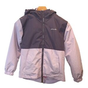 Eddie Bauer Kids Purple Colorblock Hooded Fleece Lined Puffer 2 Jackets 7/8